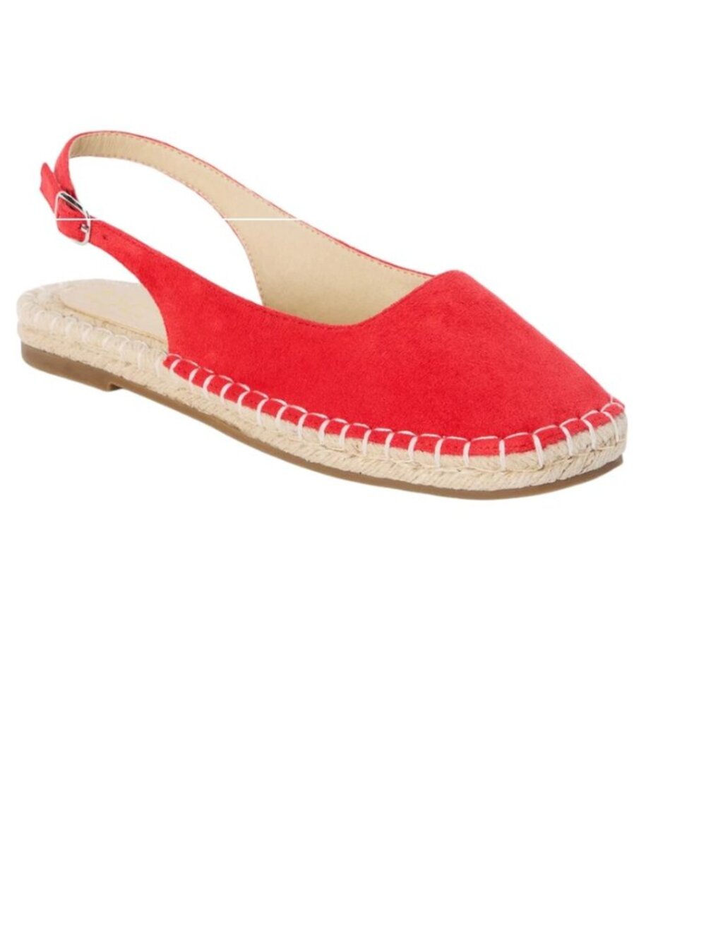NWT Beach By Matisse Women's Red Faux Suede Juliet Slingback Jute Flats